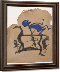 Untitled (Legs Construction With Blue Man), By Bill Traylor Fine Art Print
