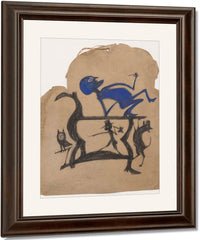 Untitled (Legs Construction With Blue Man), By Bill Traylor Fine Art Print