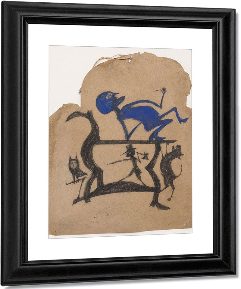 Untitled (Legs Construction With Blue Man), By Bill Traylor Fine Art Print