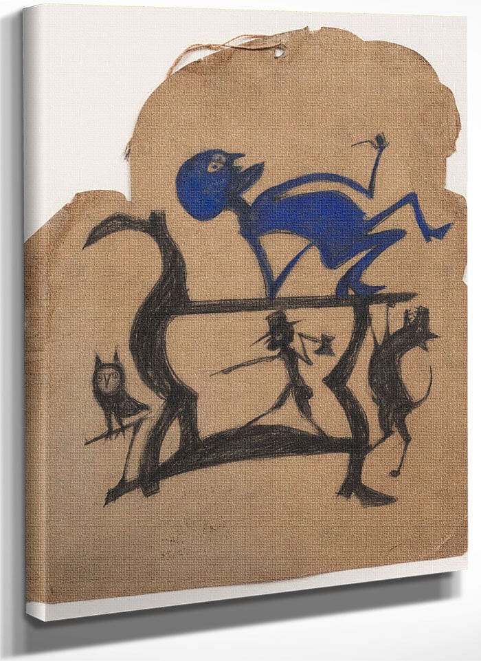 Untitled (Legs Construction With Blue Man), By Bill Traylor Fine Art Print