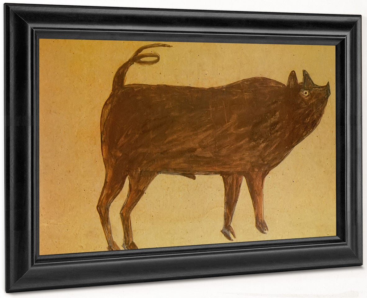 Untitled Pig Corkscrew By Bill Traylor Fine Art Print