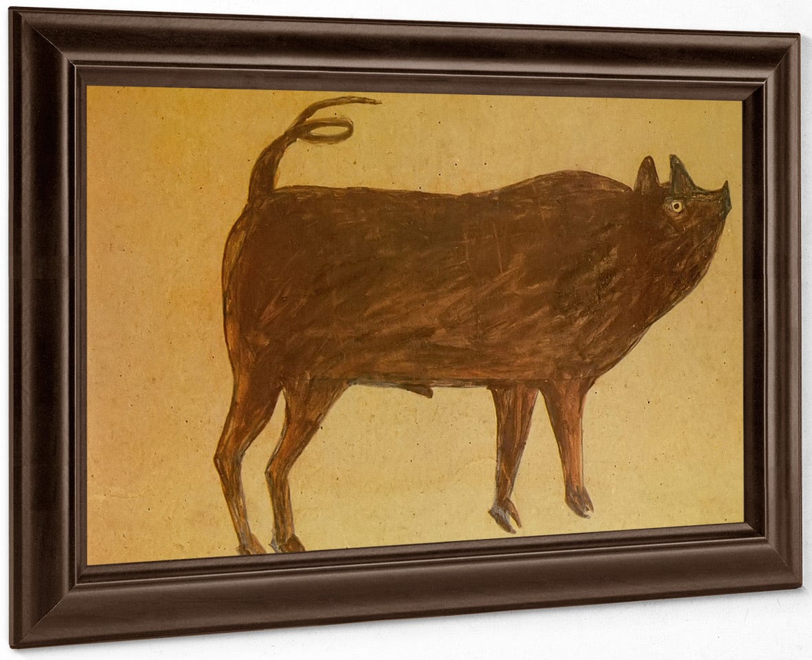 Untitled Pig Corkscrew By Bill Traylor Fine Art Print