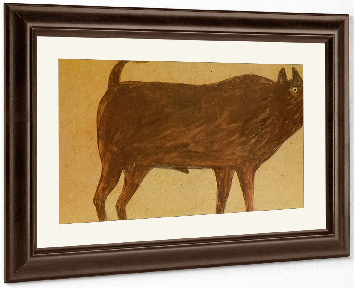 Untitled Pig Corkscrew By Bill Traylor Fine Art Print