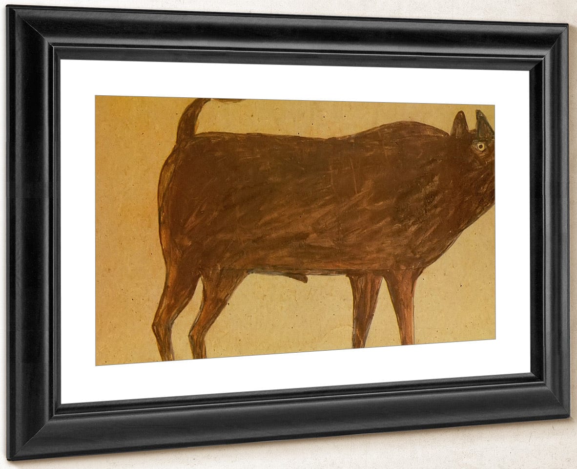 Untitled Pig Corkscrew By Bill Traylor Fine Art Print