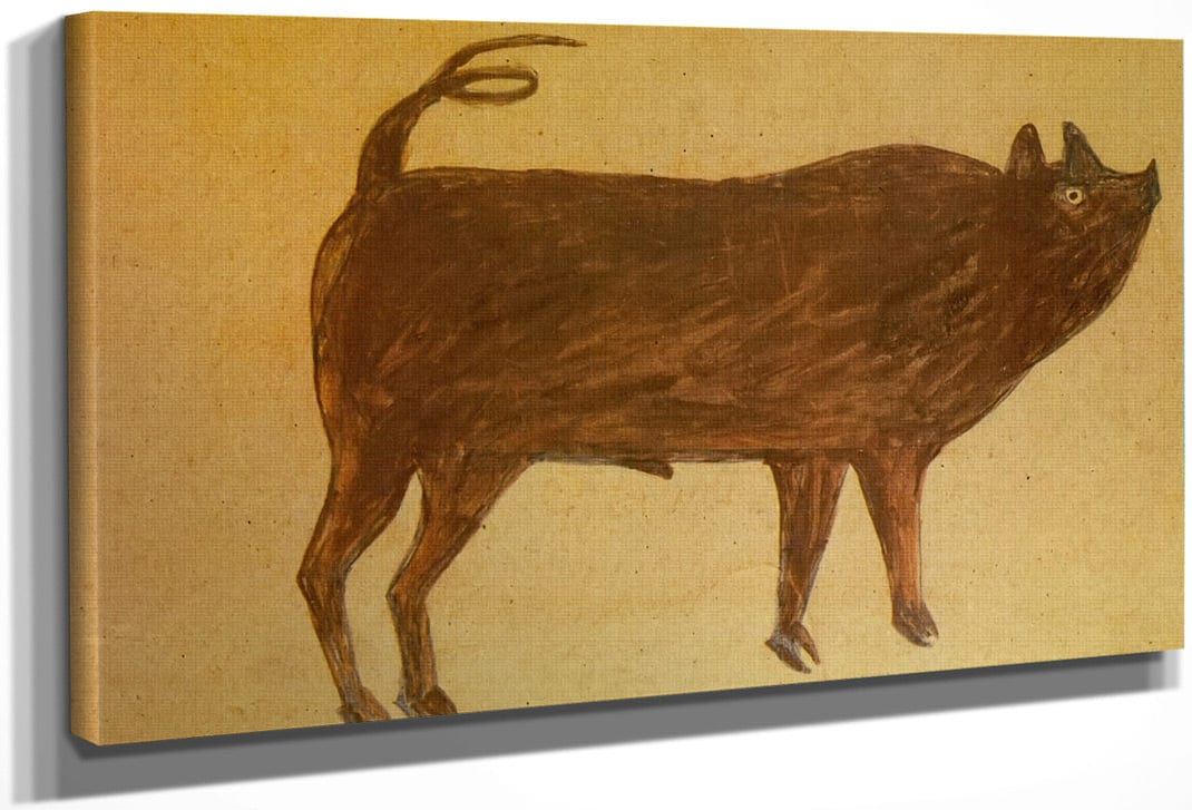 Untitled Pig Corkscrew By Bill Traylor Fine Art Print