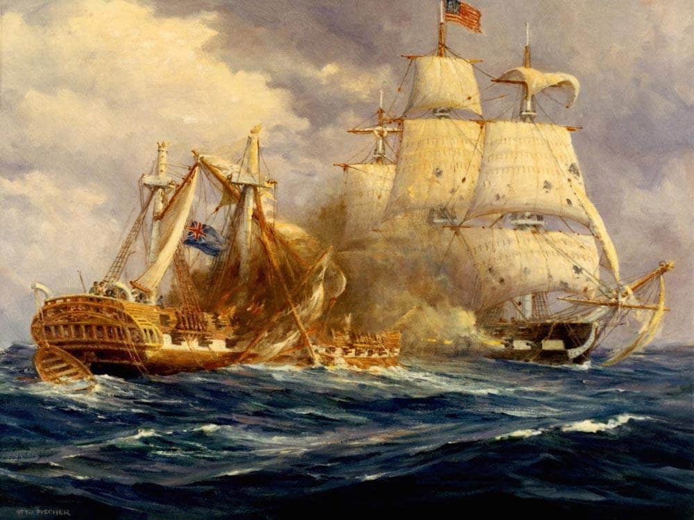 USS Constitution vs HMS Guerriere By Anton Otto Fischer Fine Art Print