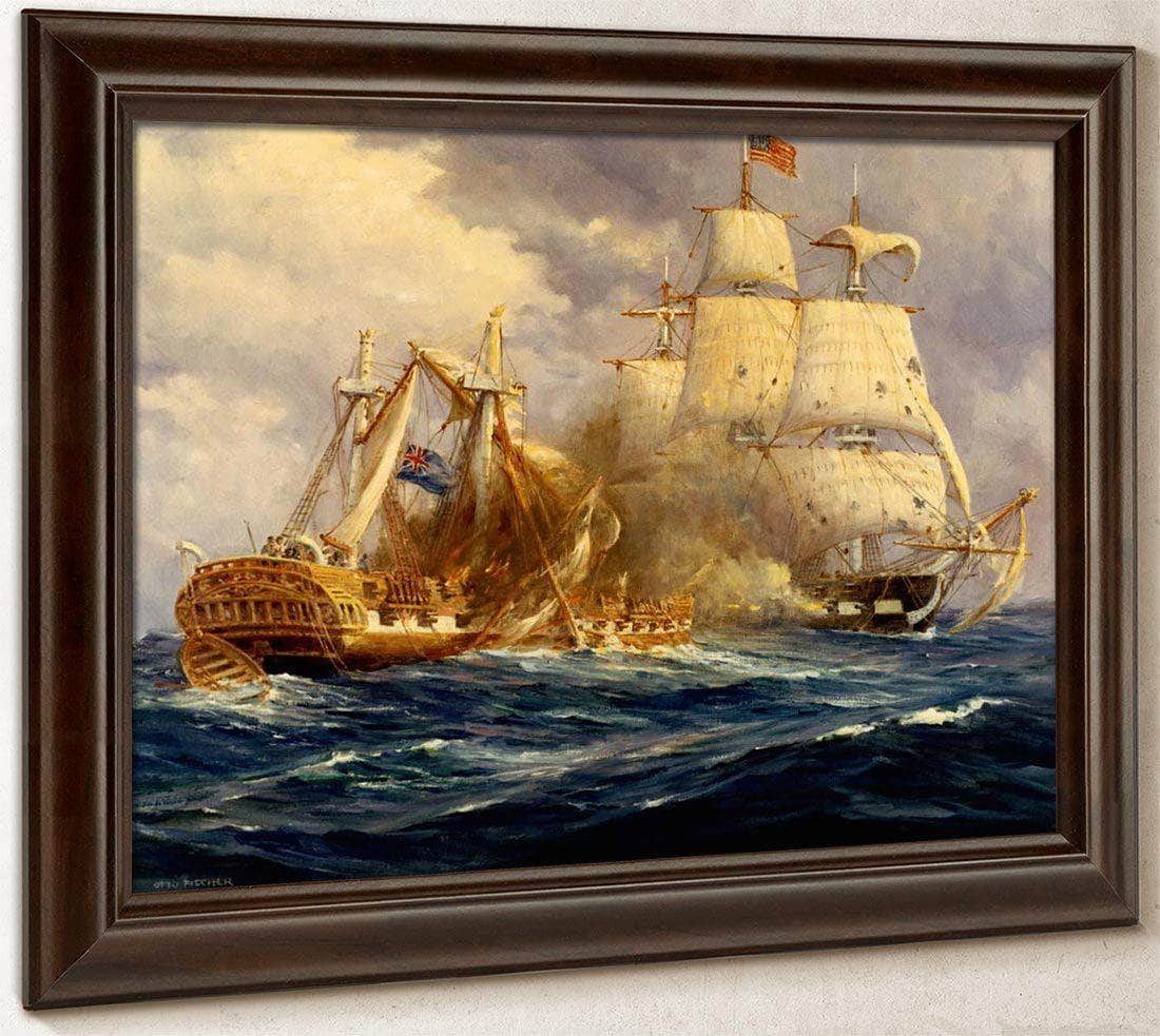 USS Constitution vs HMS Guerriere By Anton Otto Fischer Fine Art Print