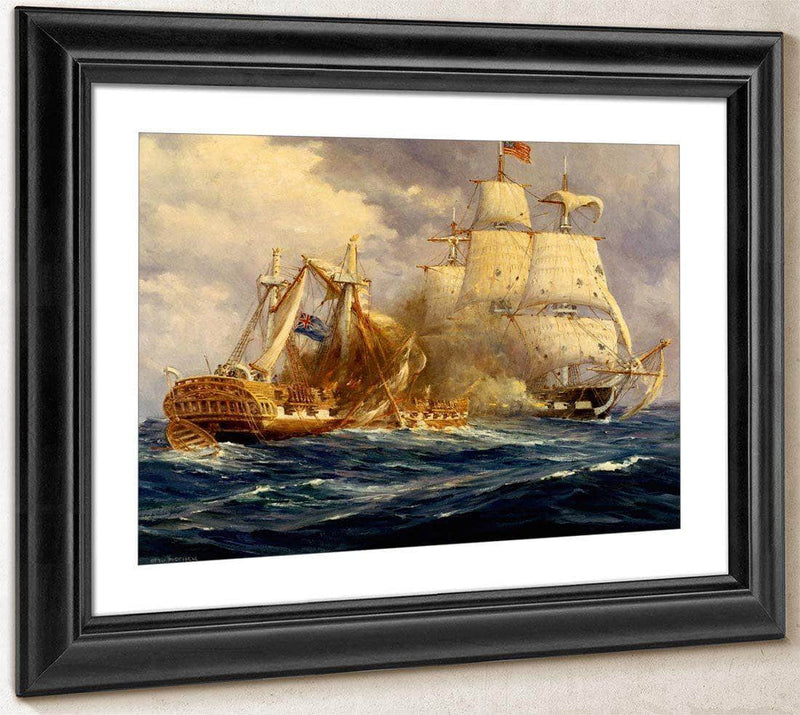 USS Constitution vs HMS Guerriere By Anton Otto Fischer Fine Art Print