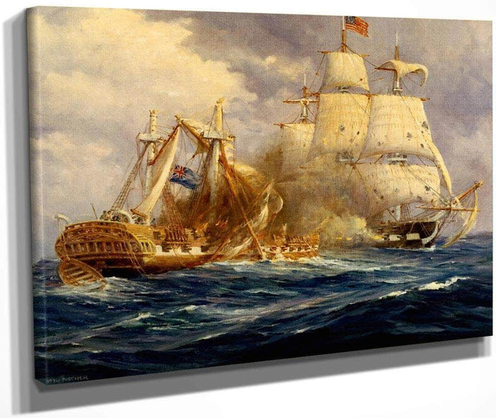 USS Constitution vs HMS Guerriere By Anton Otto Fischer Fine Art Print