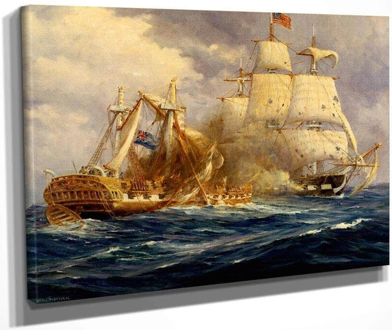 USS Constitution vs HMS Guerriere By Anton Otto Fischer Fine Art Print