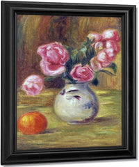 Vase De Roses Et Orange By Pierre Auguste Renoir Fine Art Print