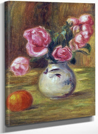 Vase De Roses Et Orange By Pierre Auguste Renoir Fine Art Print