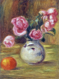 Vase De Roses Et Orange By Pierre Auguste Renoir Fine Art Print