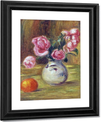 Vase De Roses Et Orange By Pierre Auguste Renoir Fine Art Print
