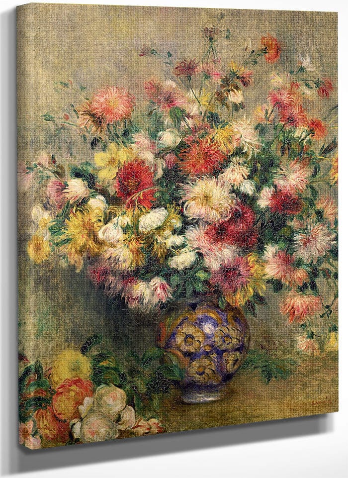 Vase Of Chrysanthemums By Pierre Auguste Renoir Fine Art Print