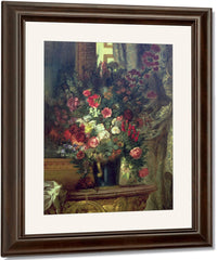 Vase Of Flowers On A Console By Ferdinand Victor Eugene Delacroix Fine Art Print