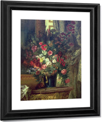 Vase Of Flowers On A Console By Ferdinand Victor Eugene Delacroix Fine Art Print