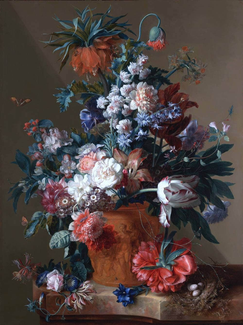 Vase Of Flowers Painting Jan Van Huysum Canvas Art Fine Art Print