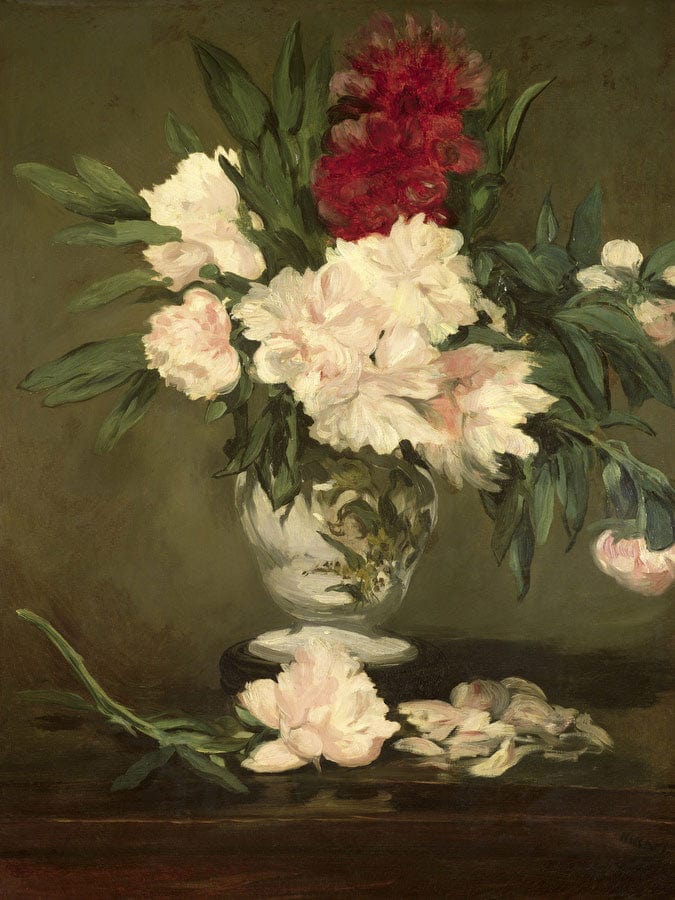 Vase Of Peonies On A Small Pedestal By Edouard Manet Fine Art Print
