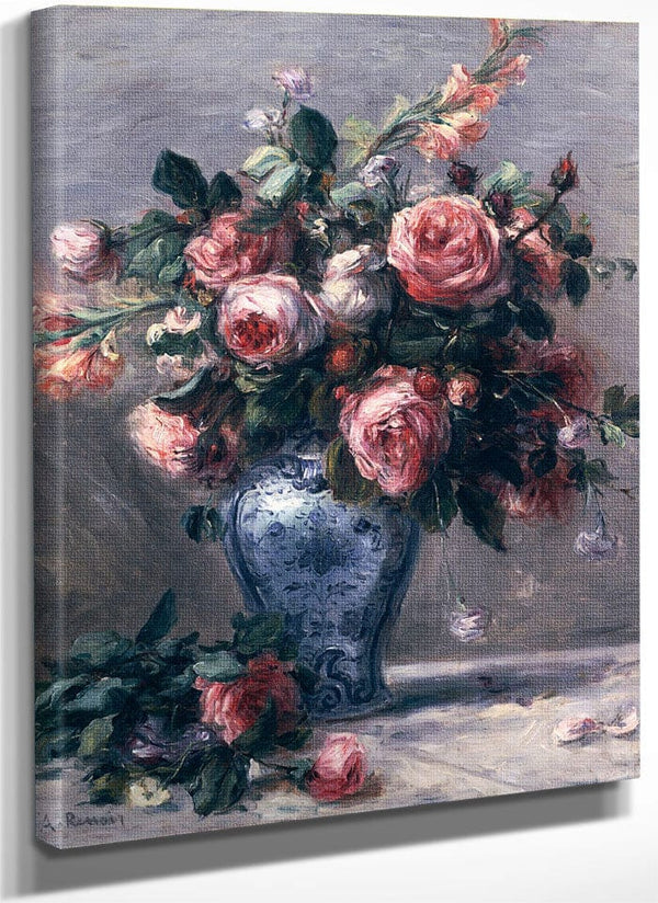 Vase Of Roses By Pierre Auguste Renoir Fine Art Print