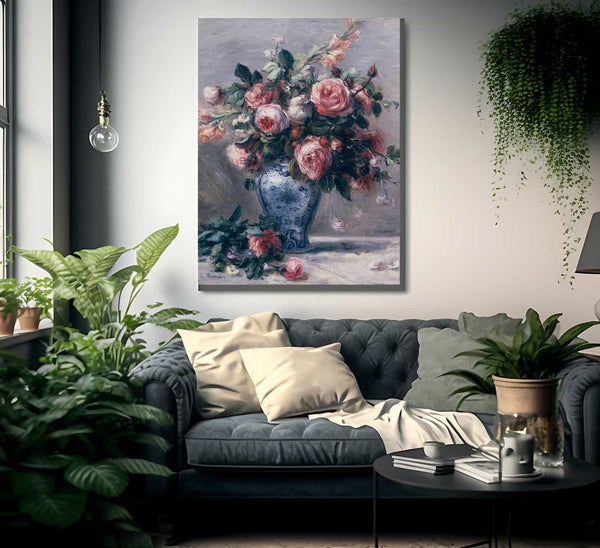 Vase Of Roses By Pierre Auguste Renoir Fine Art Print