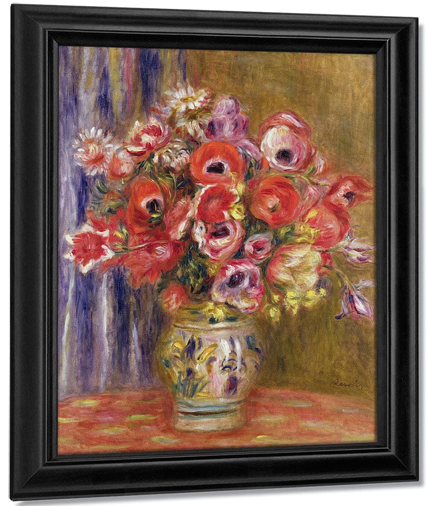 Vase Of Tulips And Anemones By Pierre Auguste Renoir Fine Art Print