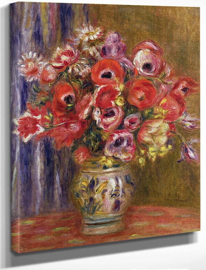 Vase Of Tulips And Anemones By Pierre Auguste Renoir Fine Art Print