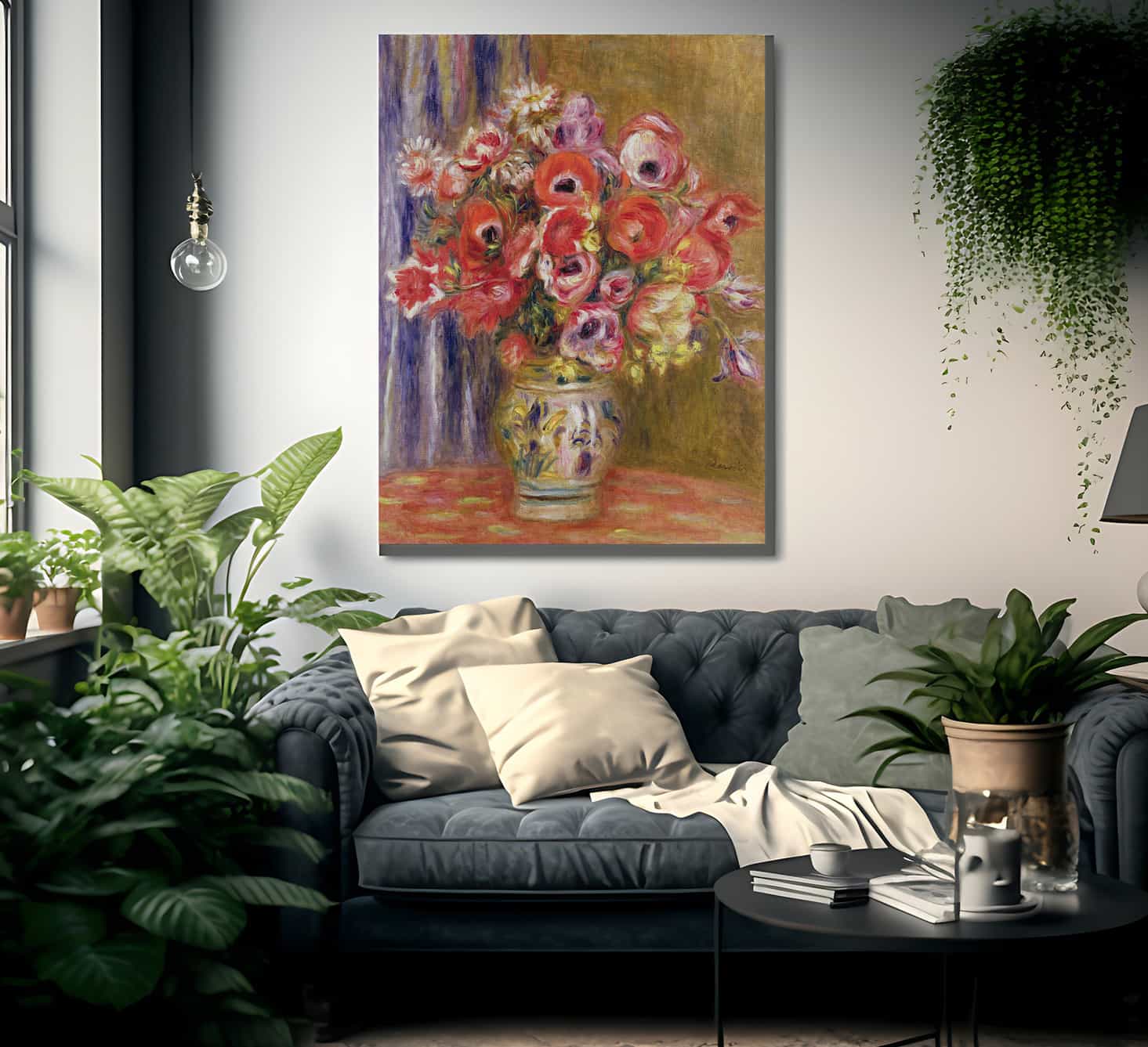 Vase Of Tulips And Anemones By Pierre Auguste Renoir Fine Art Print