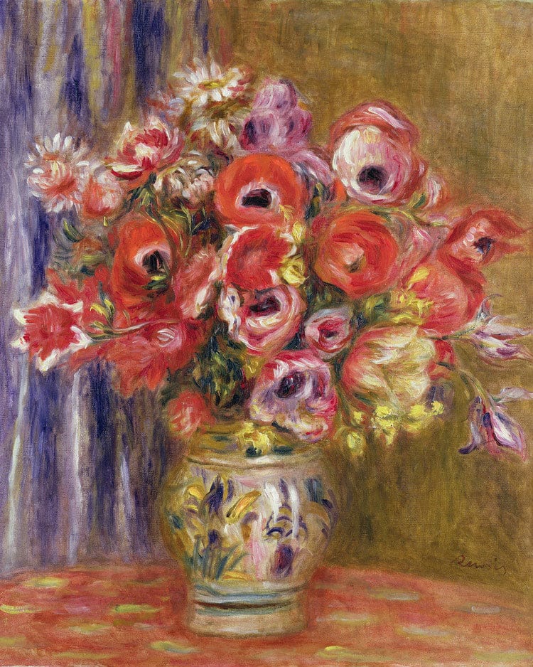 Vase Of Tulips And Anemones By Pierre Auguste Renoir Fine Art Print