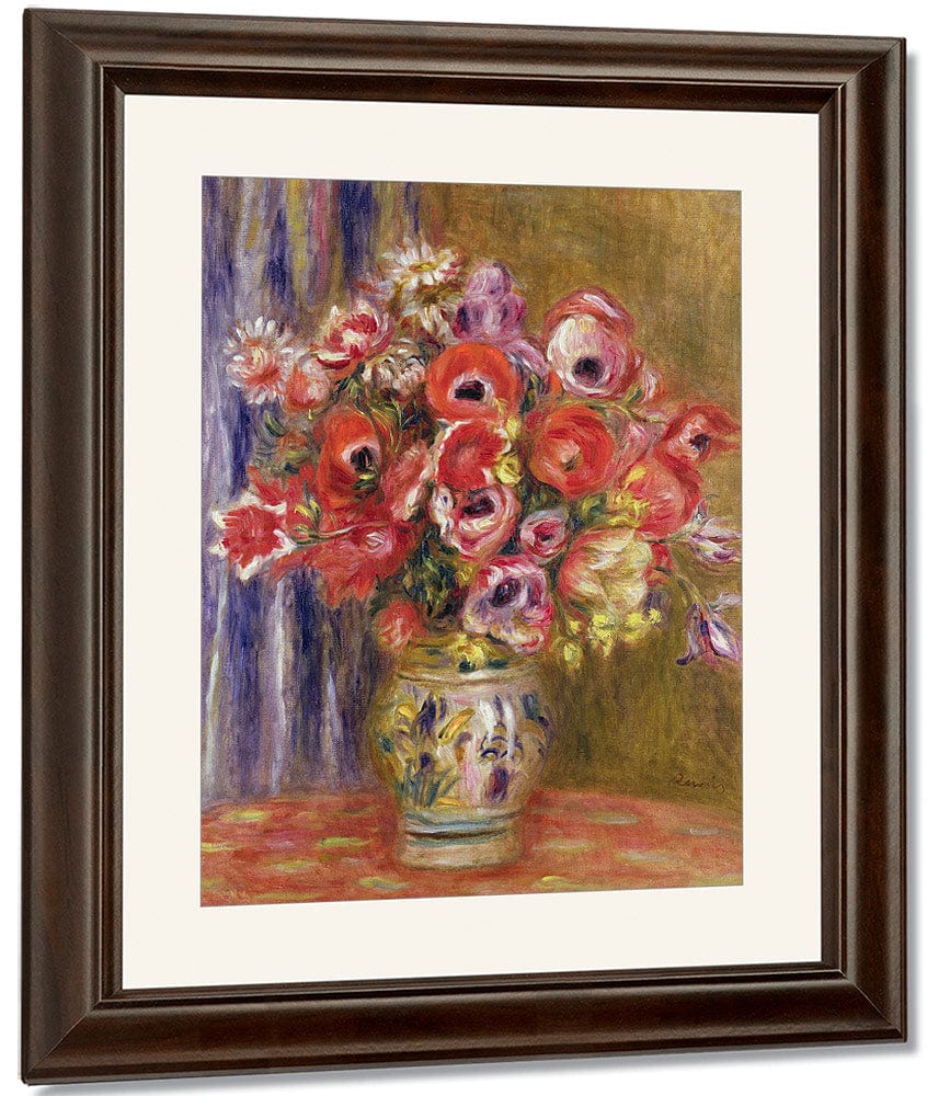 Vase Of Tulips And Anemones By Pierre Auguste Renoir Fine Art Print