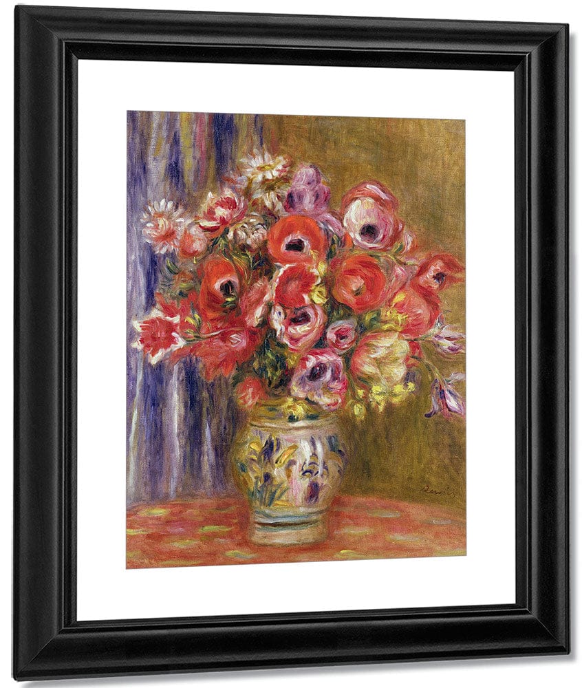 Vase Of Tulips And Anemones By Pierre Auguste Renoir Fine Art Print