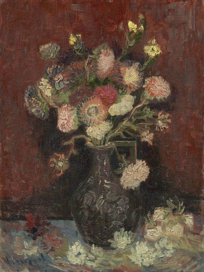 Vase With Autumn Asters By Vincent Van Gogh Fine Art Print