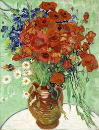 Vase With Daisies And Poppies Painting Vincent Van Gogh Canvas Art Fine Art Print