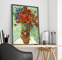 Vase With Daisies And Poppies Painting Vincent Van Gogh Canvas Art Fine Art Print