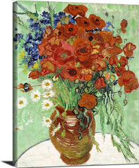 Vase With Daisies And Poppies Painting Vincent Van Gogh Canvas Art Fine Art Print