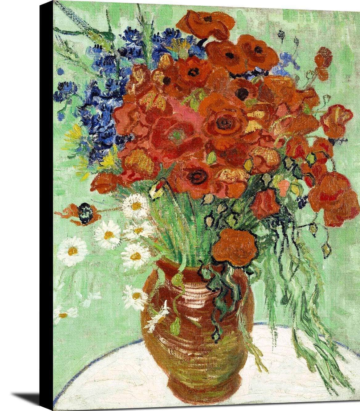 Vase With Daisies And Poppies Painting Vincent Van Gogh Canvas Art Fine Art Print
