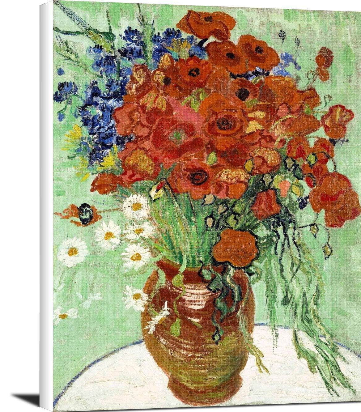 Vase With Daisies And Poppies Painting Vincent Van Gogh Canvas Art Fine Art Print