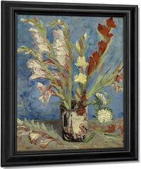 Vase With Gladioli And Chinese Asters By Vincent Van Gogh Fine Art Print