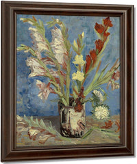 Vase With Gladioli And Chinese Asters By Vincent Van Gogh Fine Art Print