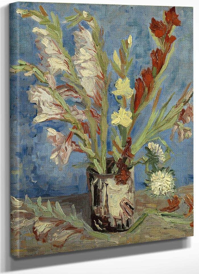 Vase With Gladioli And Chinese Asters By Vincent Van Gogh Fine Art Print