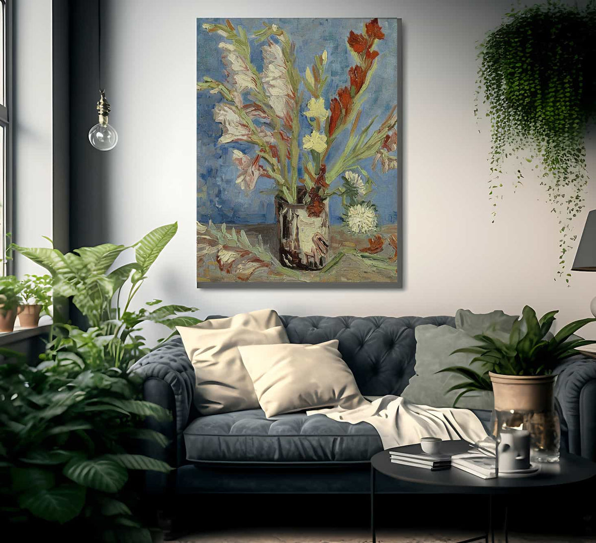 Vase With Gladioli And Chinese Asters By Vincent Van Gogh Fine Art Print