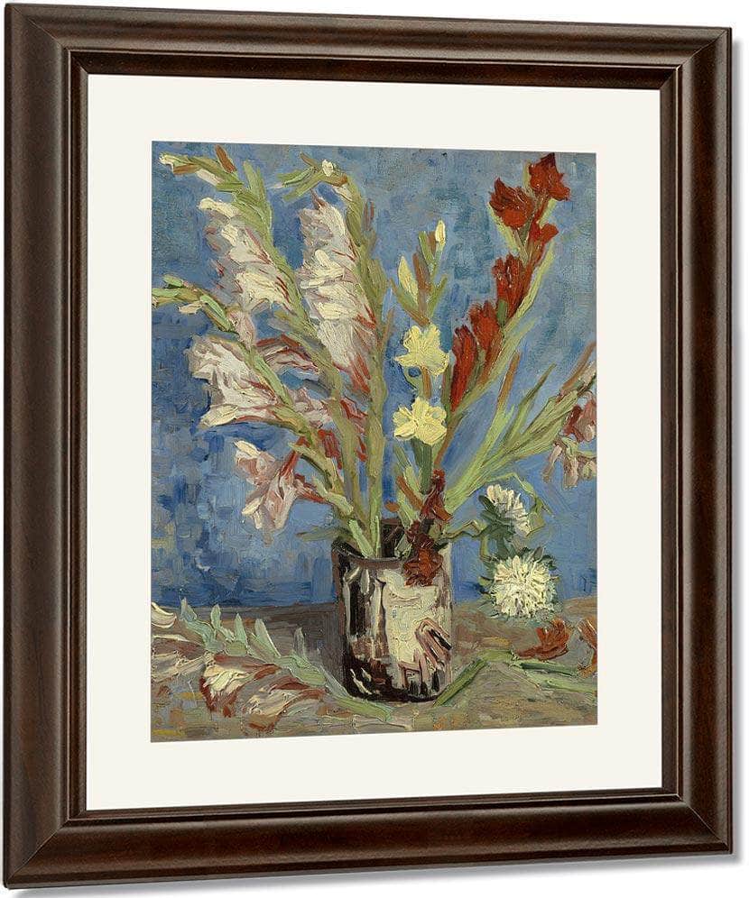 Vase With Gladioli And Chinese Asters By Vincent Van Gogh Fine Art Print