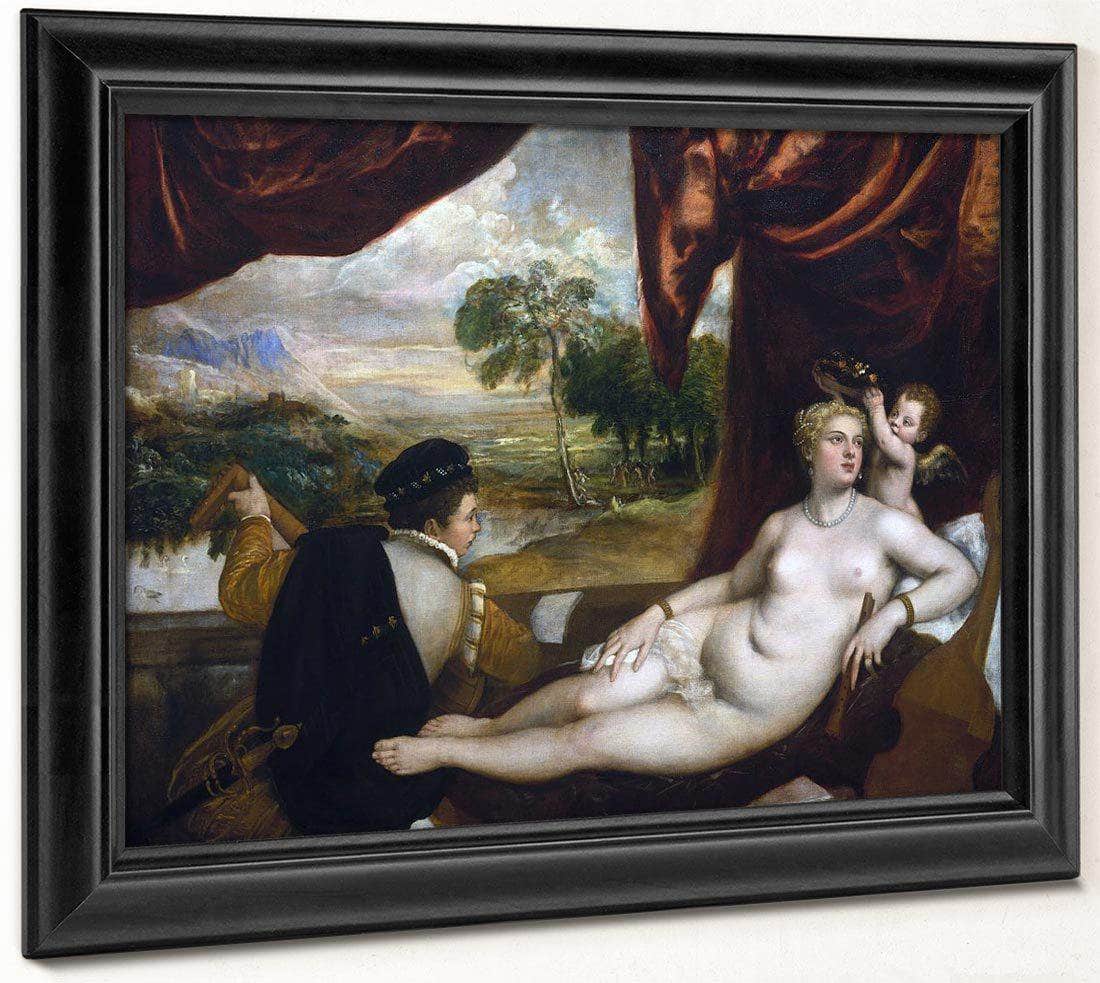 Venus And The Lute Player By Titian Fine Art Print