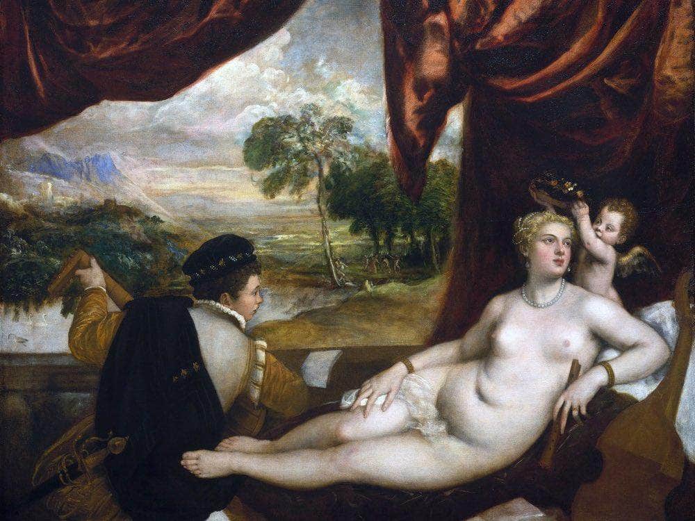Venus And The Lute Player By Titian Fine Art Print