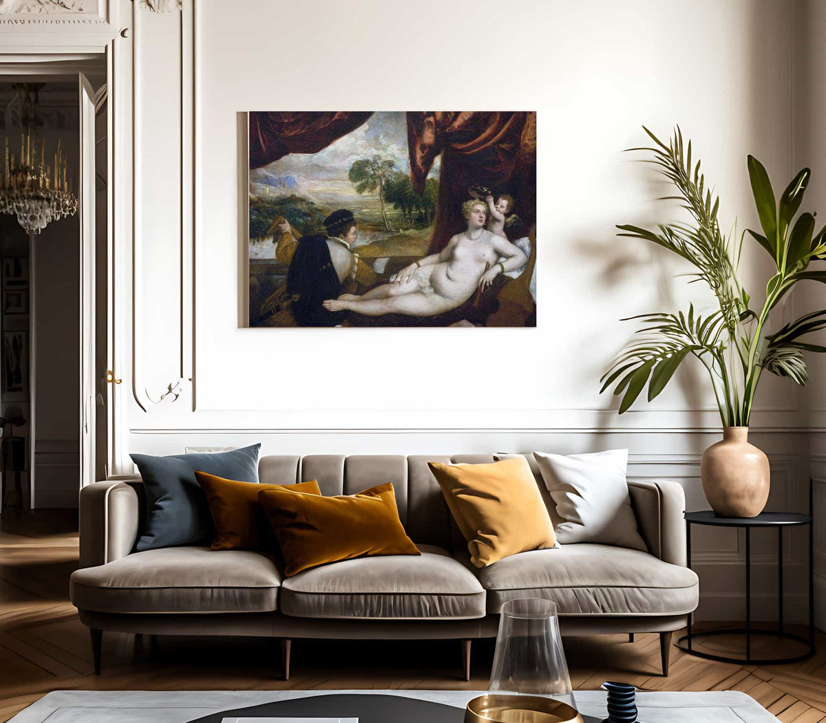 Venus And The Lute Player By Titian Fine Art Print