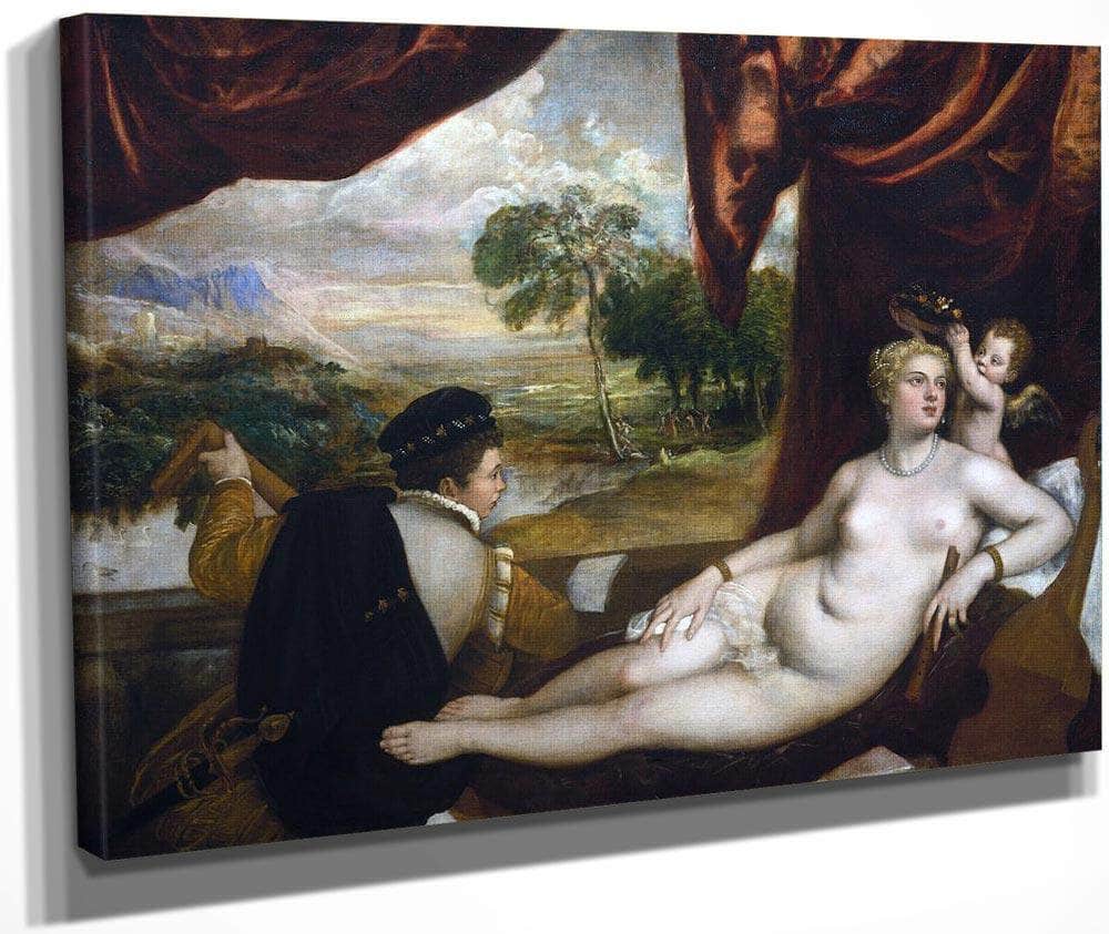 Venus And The Lute Player By Titian Fine Art Print