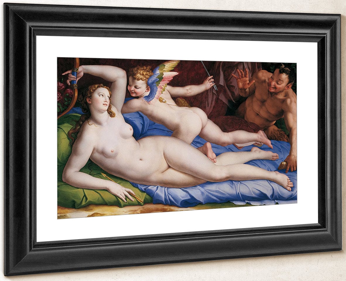 Venus Cupid And Satyr 1553 1554 Oil On Panel 135X231Cm Rome Galleria Colonna By Agnolo Bronzino Fine Art Print
