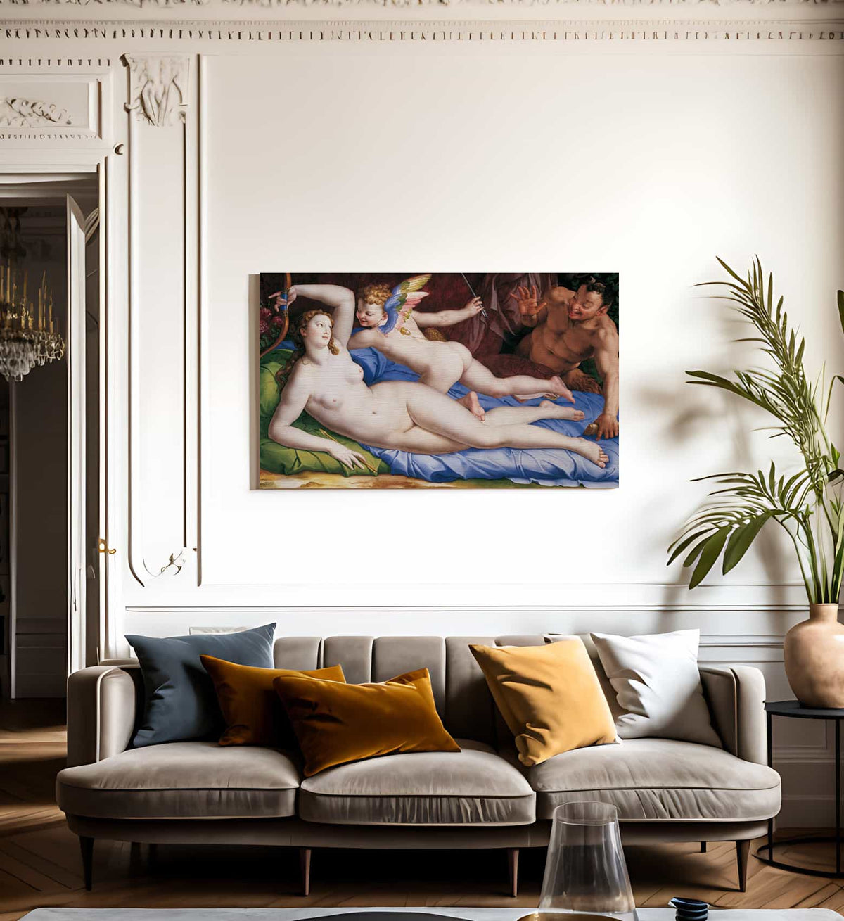 Venus Cupid And Satyr 1553 1554 Oil On Panel 135X231Cm Rome Galleria Colonna By Agnolo Bronzino Fine Art Print