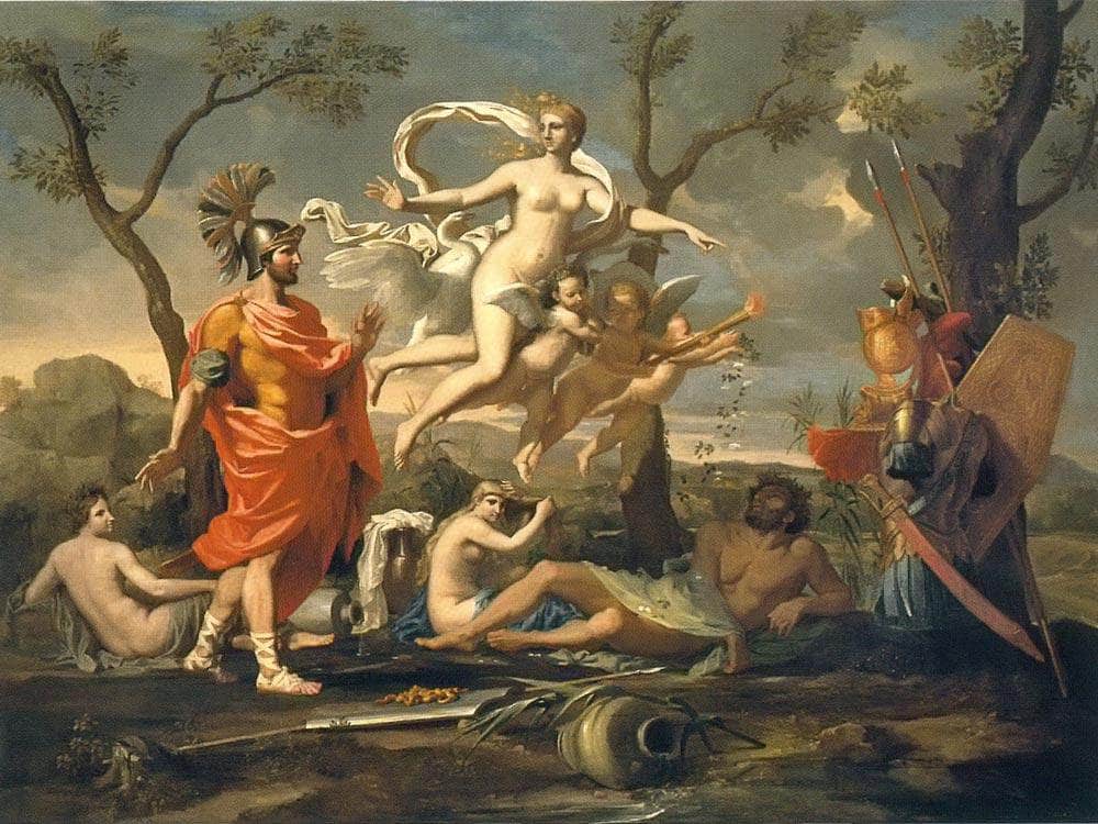 Venus Presenting Aeneas With His Arms By Nicholas Poussin Fine Art Print