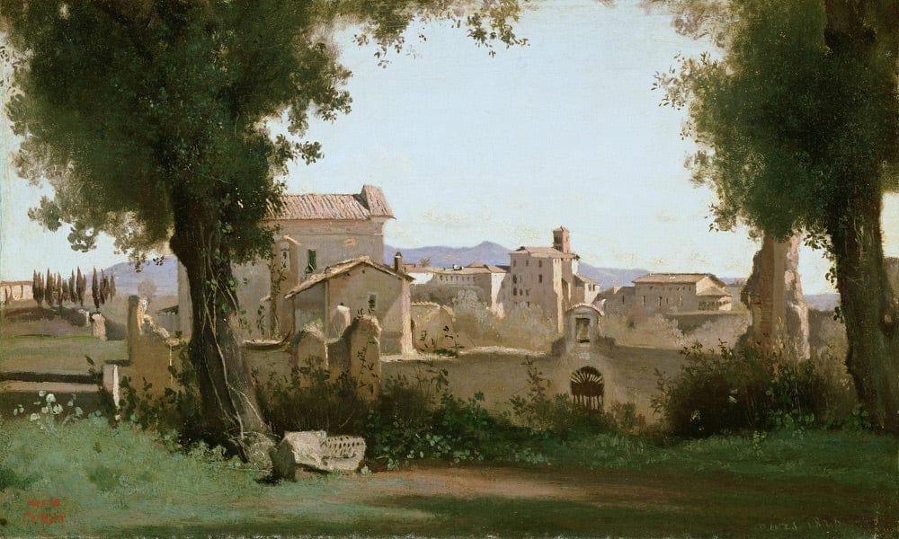 View From The Farnese Gardens, Rome By Jean Baptiste Camille Corot Fine Art Print